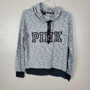 PINK Victoria's Secret Gray/Black Cowl Neck Pullover Sweatshirt S